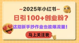 2025年小红书日引100+创业粉?这招新手抄作业也能爆流量!-中创网_分享创业项目_互联网资源