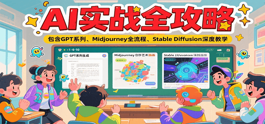 AI实战全攻略，包含GPT系列、Midjourney全流程、Stable Diffusion深度教学-中创网_分享创业项目_互联网资源