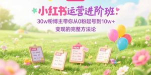 (15318期)小红书运营进阶班:30w粉博主带你从0粉起号到10w+变现的完整方法论-中创网_分享创业项目_互联网资源