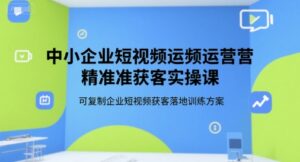中小企业短视频运营精准获客实操课,可复制企业短视频获客落地训练方案-中创网_分享创业项目_互联网资源