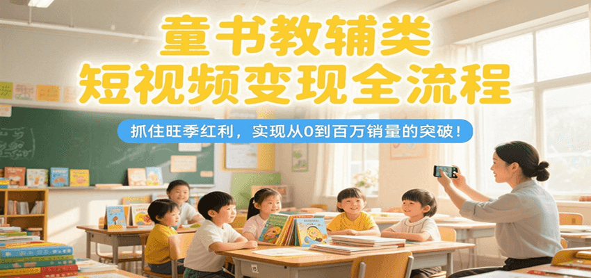 童书教辅类短视频变现全流程，抓住旺季红利，实现从0到百万销量的突破！-中创网_分享创业项目_互联网资源