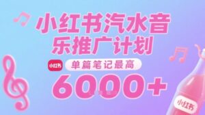 汽水音乐推广计划，无门槛，0粉丝可做，通过小红书发布笔记，单篇笔记最高收益6k+-中创网_分享创业项目_互联网资源