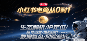 小红书电商从0到1：生态解析/IP定位/ 账号运营/爆款创作/直播带货/数据复盘/风险避坑-中创网_分享创业项目_互联网资源