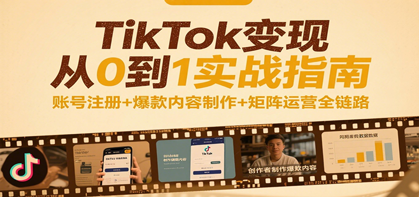TikTok变现从0到1实战指南：账号注册+爆款内容制作+矩阵运营全链路-中创网_分享创业项目_互联网资源