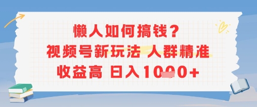 懒人如何搞钱？视频号新玩法，人群精准收益高，日入多张-中创网_分享创业项目_互联网资源