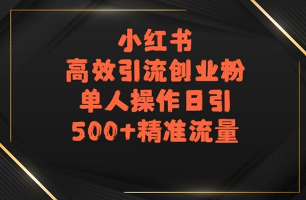 小红书高效引流创业粉，单人操作日引500+精准流量-中创网_分享创业项目_互联网资源
