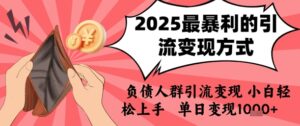 2025年最暴利的引流变现方式，负债人群引流变现，小白轻松上手，日入1k-中创网_分享创业项目_互联网资源