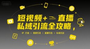 短视频+直播私域引流全攻略,IP打造 +视频引流 +直播引流 +私域沉淀-中创网_分享创业项目_互联网资源