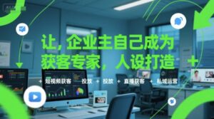 让企业主自己成为获客专家，人设打造+短视频获客+投放+直播获客+私域运营-中创网_分享创业项目_互联网资源