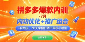 （15402期）拼多多爆款内训-7月 内功优化+推广组合+自然流 30天掌握日销千单核心模型-中创网_分享创业项目_互联网资源