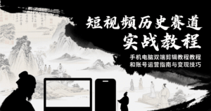 短视频历史赛道实战教程，手机电脑双端剪辑教程和账号运营指南与变现技巧-中创网_分享创业项目_互联网资源