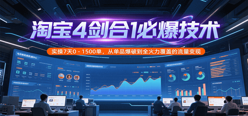 淘宝4剑合1必爆技术，实操7天0-1500单，从单品爆破到全火力覆盖的流量变现-中创网_分享创业项目_互联网资源
