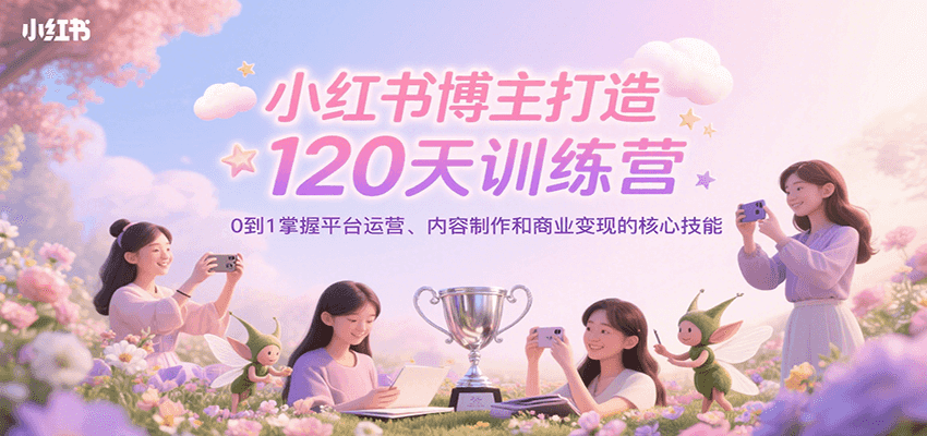 小红书博主打造120天训练营，0到1掌握平台运营、内容制作和商业变现-中创网_分享创业项目_互联网资源