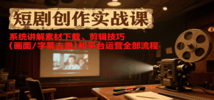短剧创作实战课，系统讲解素材下载、剪辑技巧（画面/字幕去重）和平台运营全部流程-中创网_分享创业项目_互联网资源