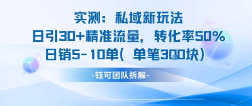 实测私域新玩法日引30加精准流量转化率50%日销5-10单每笔3张-中创网_分享创业项目_互联网资源