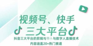 （15449期）视频号、快手、抖音三大平台的剪辑与数字人直播技术，内容涵盖20+热门赛道-中创网_分享创业项目_互联网资源