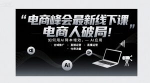 电商峰会最新线下课，电商人破局，如何用AI降本增效，AI应用-全域推广-直播运营-付费流量-中创网_分享创业项目_互联网资源