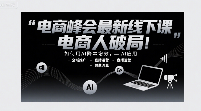 电商峰会最新线下课，电商人破局，如何用AI降本增效，AI应用-全域推广-直播运营-付费流量-中创网_分享创业项目_互联网资源