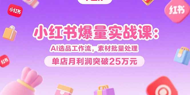 （15462期）小红书爆量实战课：AI选品工作流，素材批量处理，单店月利润突破25万元-中创网_分享创业项目_互联网资源