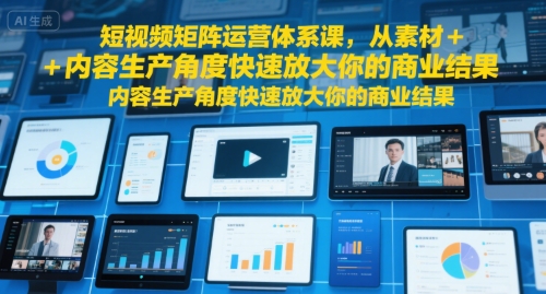 短视频矩阵运营体系课，从素材+内容生产角度快速放大你的商业结果-中创网_分享创业项目_互联网资源