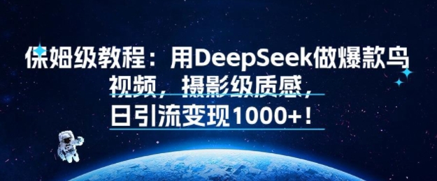 保姆级教程：用DeepSeek做爆款鸟视频，摄影级质感，日引流变现多张-中创网_分享创业项目_互联网资源