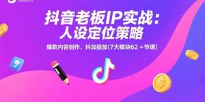 （15497期）抖音老板IP实战：人设定位策略，爆款内容创作，抖加投放(7大模块62+节课)-中创网_分享创业项目_互联网资源