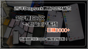 （15500期）25年Deepseek最新内容洗稿术，知乎爆款长文批量生产系统，日赚3000+，…-中创网_分享创业项目_互联网资源