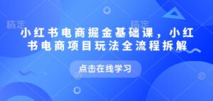 小红书电商掘金课，小红书电商项目玩法全流程拆解（更新7月）-中创网_分享创业项目_互联网资源