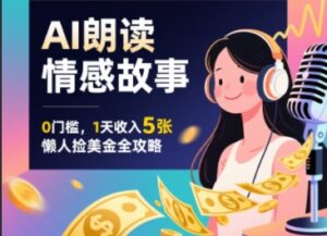 Ai朗读情感故事,0门槛,1天收入5张,每天10分钟,懒人捡美金全攻略-中创网_分享创业项目_互联网资源