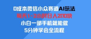 0成本微信小众赛道AI玩法，每天1-2小时日入2张，小白一部手机就能做，5分钟学会全流程-中创网_分享创业项目_互联网资源