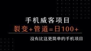 手机威客裂变+管道收益 每天被动收益至少100+-中创网_分享创业项目_互联网资源