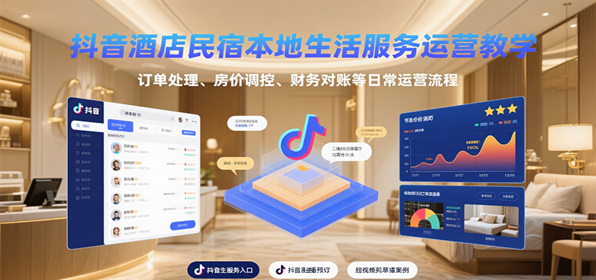 抖音酒店民宿本地生活服务运营教学，订单处理、房价调控、财务对账等日常运营流程-中创网_分享创业项目_互联网资源