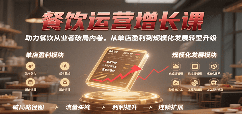 餐饮运营增长课，助力餐饮从业者破局内卷，从单店盈利到规模化发展转型升级-中创网_分享创业项目_互联网资源