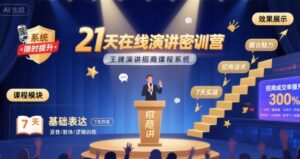 21天在线演讲密训营,王牌演讲招商课程系统-中创网_分享创业项目_互联网资源