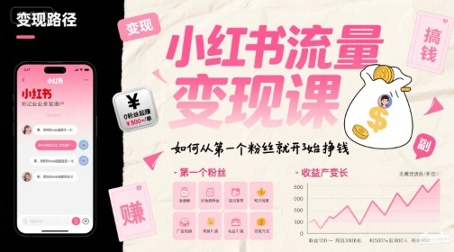 小红书流量变现课，如何从第一个粉丝就开始挣钱-中创网_分享创业项目_互联网资源