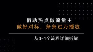 借力热点，乘顺风车玩流量主，条条过万播放， 每月收益5k+，从0-1全流程详细拆解-中创网_分享创业项目_互联网资源