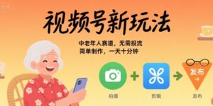 视频号新玩法，中老年人赛道，无需投流，简单制作，一天十分钟，月入1W-中创网_分享创业项目_互联网资源