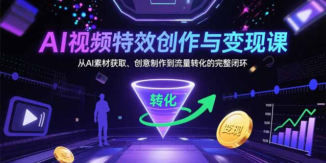 （15587期）AI视频特效创作与变现课：从AI素材获取、创意制作到流量转化的完整闭环-中创网_分享创业项目_互联网资源