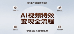 AI视频特效变现全流程，零基础7天掌握视频生产到橱窗带货变现-中创网_分享创业项目_互联网资源