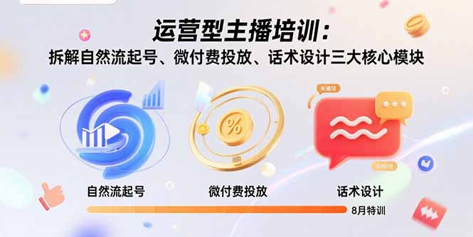 （15654期）运营型主播培训：拆解自然流起号、微付费投放、话术设计三大核心模块-8月-中创网_分享创业项目_互联网资源