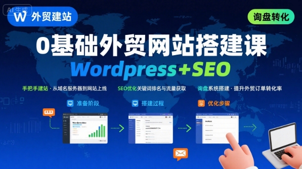 WordPress外贸建站+SEO优化课程，手把手教你从0到1搭建可获得询盘的外贸网站-中创网_分享创业项目_互联网资源