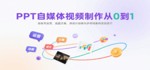 PPT自媒体视频制作从0到1:含账号运营、选题文案,讲设计动画与多领域案例变现技巧-中创网_分享创业项目_互联网资源