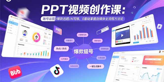 （15747期）PPT视频创作课：账号运营/爆款选题/AI写稿，0基础掌握自媒体全流程方法论-中创网_分享创业项目_互联网资源