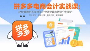 （15767期）拼多多电商会计实战课：轻松掌握拼多多特有的会计逻辑与数据分析能力-中创网_分享创业项目_互联网资源