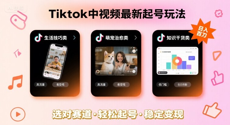 Tiktok中视频最新起号玩法，想要日入百刀，做好这几个赛道就可以了-中创网_分享创业项目_互联网资源