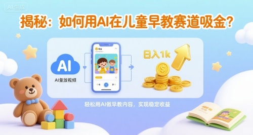 揭秘：如何用AI在儿童早教赛道吸金?一键生成视频，日入1k不是梦-中创网_分享创业项目_互联网资源