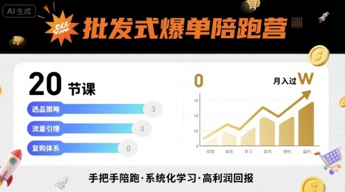 批发式爆单陪跑营，20节课带你实现批发式爆单，带你经松月入过W-中创网_分享创业项目_互联网资源