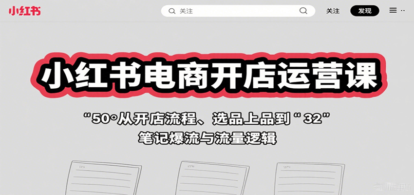小红书电商开店运营课：从开店流程、选品上品到笔记爆流与流量逻辑-中创网_分享创业项目_互联网资源