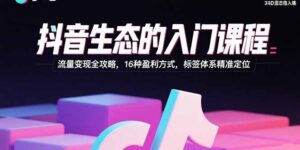 (15856期)抖音生态的入门课程:流量变现全攻略,16种盈利方式,标签体系精准定位-中创网_分享创业项目_互联网资源
