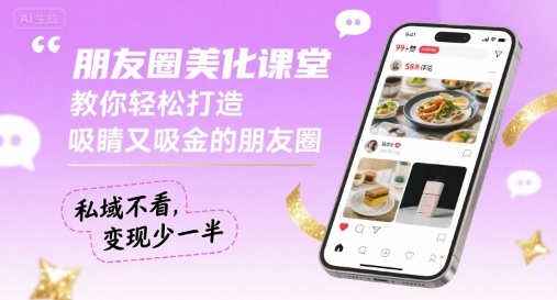 朋友圈美化课堂，教你轻松打造，吸睛又吸金的朋友圈，私域不看，变现少一半-中创网_分享创业项目_互联网资源